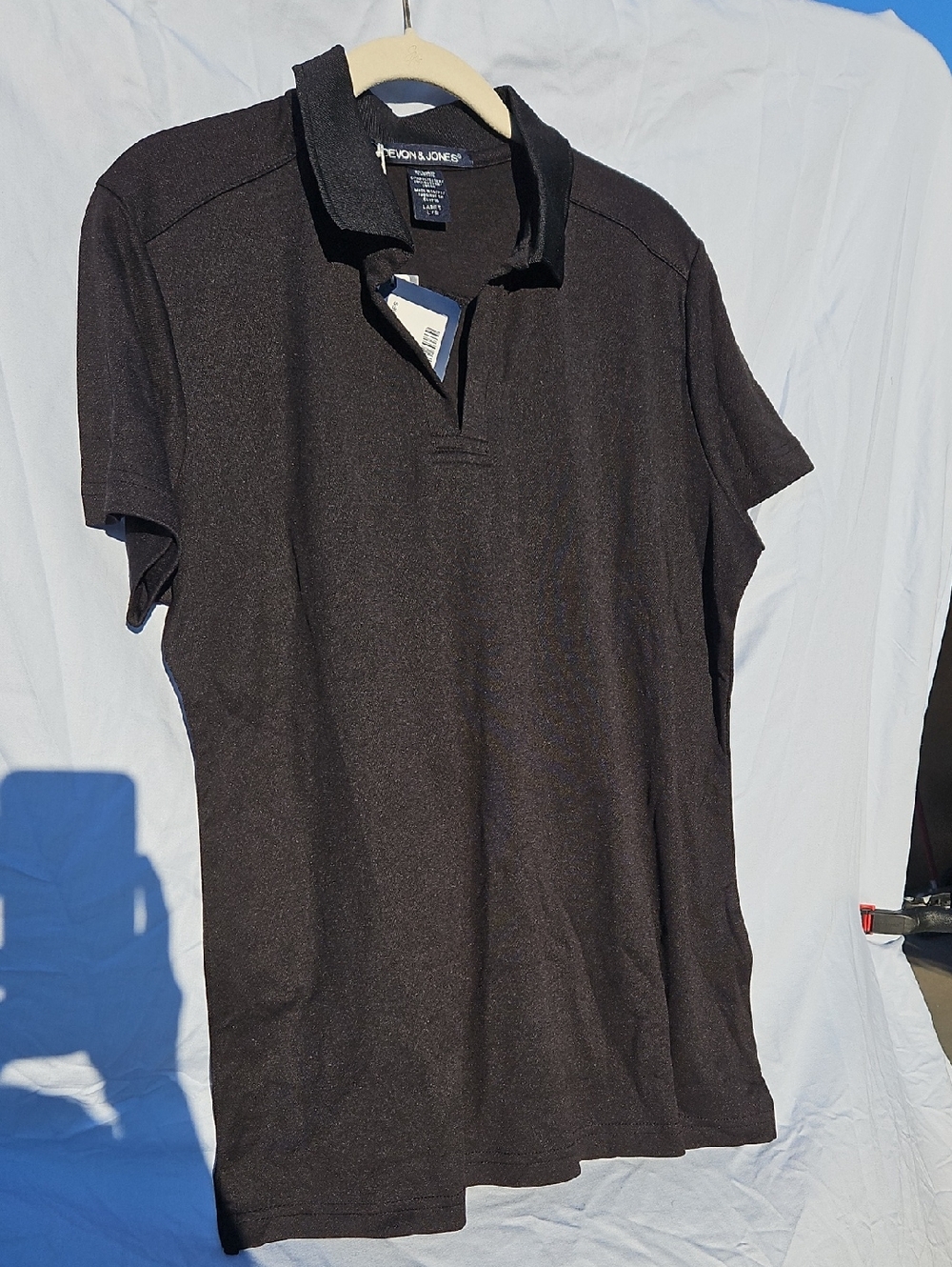 Black Short Sleeve Polo Tee by Devon & Jones Size L